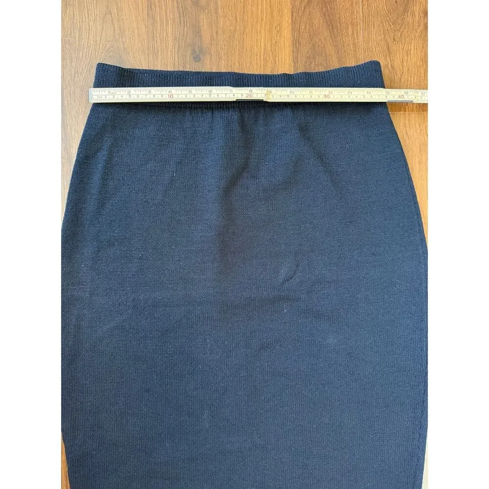 St. John Knit Pull On Skirt Black Sz 8 High Rise Contour Business Career Formal